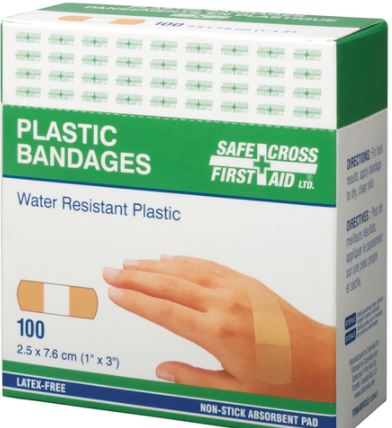 Safecross Plastic Bandages  3/4&quot; x 3&quot; (Latex-Free) 100/Box
