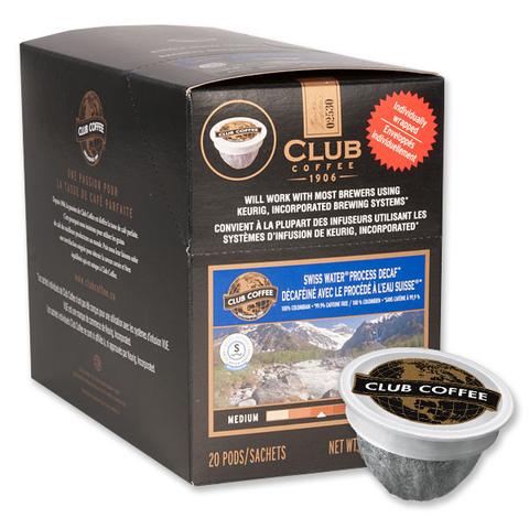 Club Coffee One Cup Purpod 100% Swiss Water Decaf 20/Box