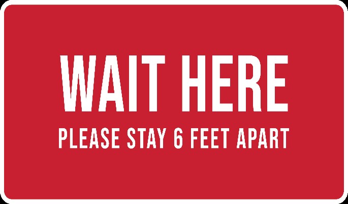 Please Wait Here 12&quot;x20&quot; Red  Decal Sticker