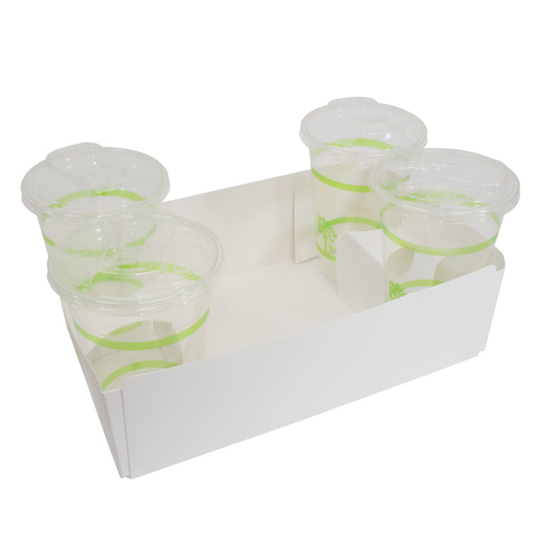 Galligreen 4-Cup Paper  Take-Out Tray 11.25&quot;x7&quot;x3.5&quot; 