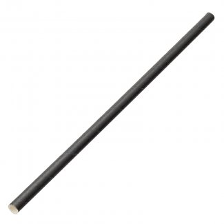 Cocktail 8&quot; Compostable Paper  Straw Black Unwrapped 4x625