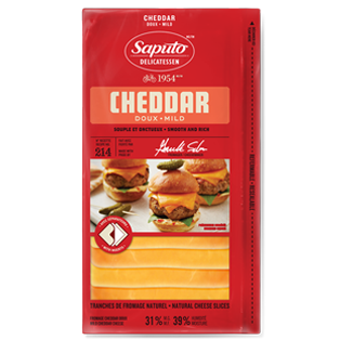 Saputo Mild Cheddar Cheese Slices 18 Slices/Package, 24